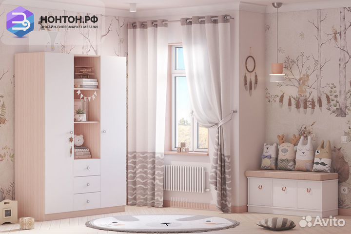 Шкаф трехсекционный Polini kids Simple дуб пастель