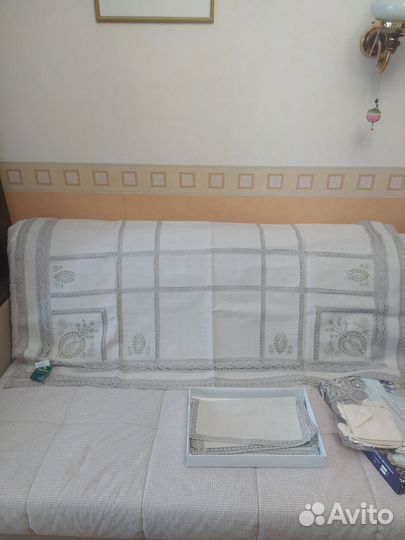 Столовый комплект (скатерть/салфетки) лен/кружево