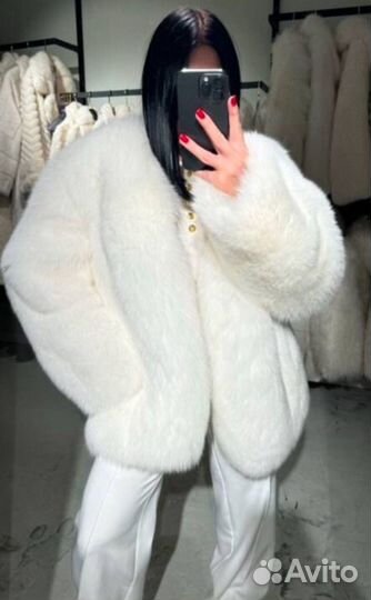 Шуба из натурального меха лисы 60см