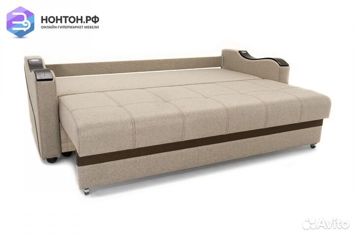 Диван еврокнижка Волна светло-коричневый