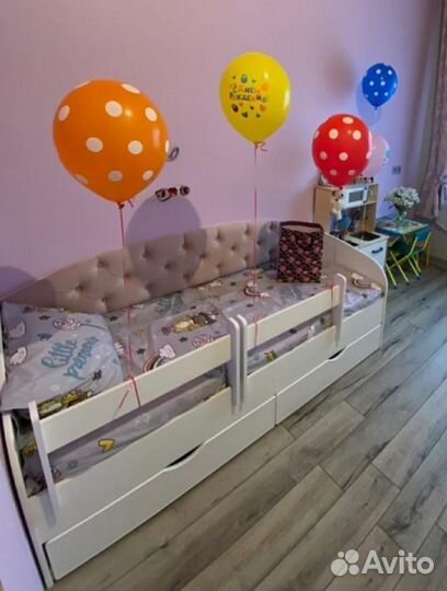 Кровать лдсп для малыша мягк спинка основание ламе