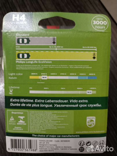 Лампы philips h4