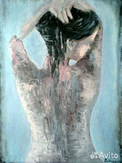 Картина маслом на оргалите,фигура девушки