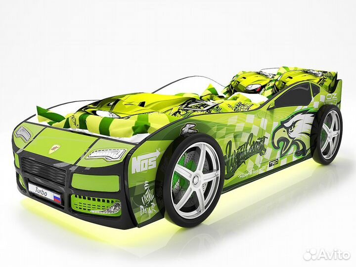 Кровать-машина Турбо Гудзон с колесами (2шт.), с п