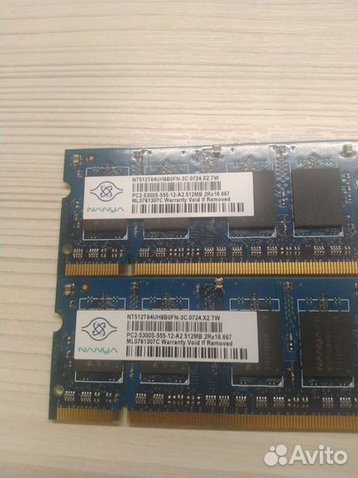 Оперативная память sodimm ddr2 nanya 2x512 mb