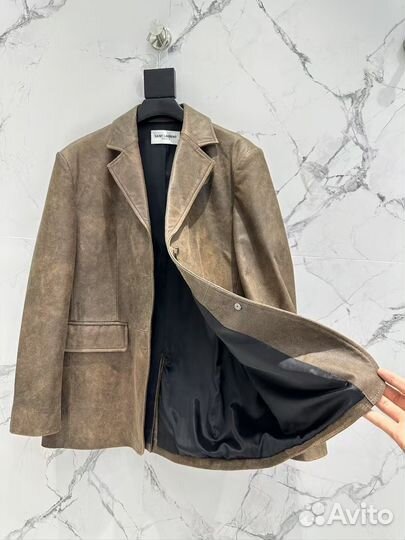 Пиджак кожаный Saint Laurent.Премиум качество