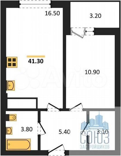 1-к. квартира, 41,4 м², 11/18 эт.