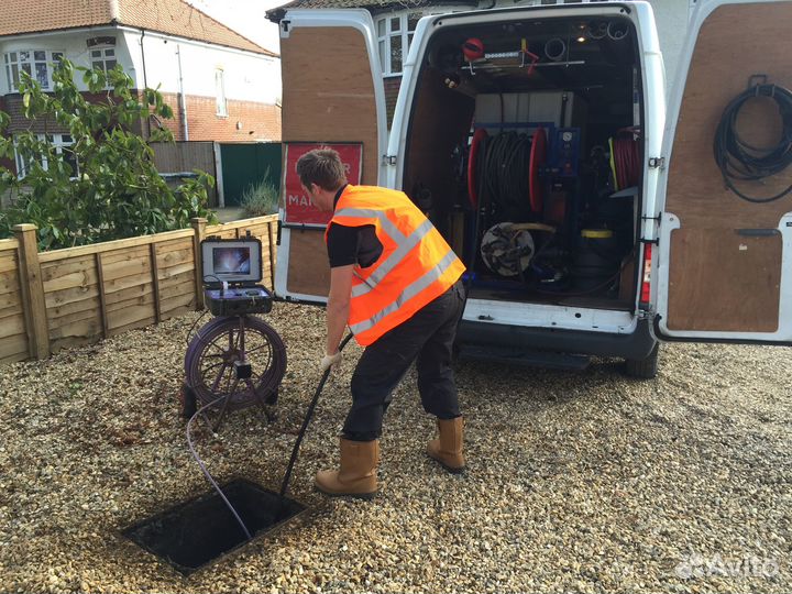 Прочистка канализационной трубы. Видеодиагностика