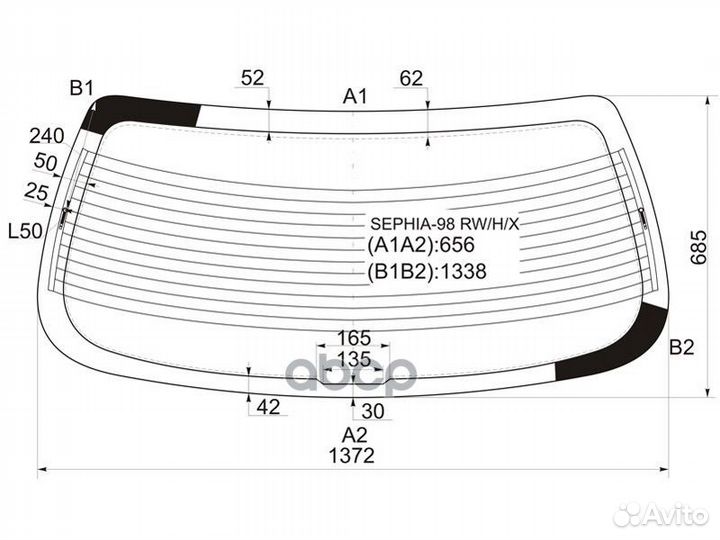 Стекло заднее с обогревом KIA sephia 4D 98-04 S