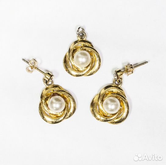 Набор Брошь и подвеска, дерево, роспись