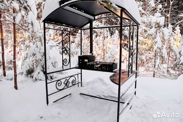 Мангал с крышей, с печкой под казан