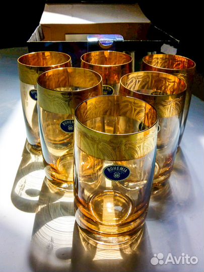 Бокалы виски Bohemia Чехи оригинал в золоте новые