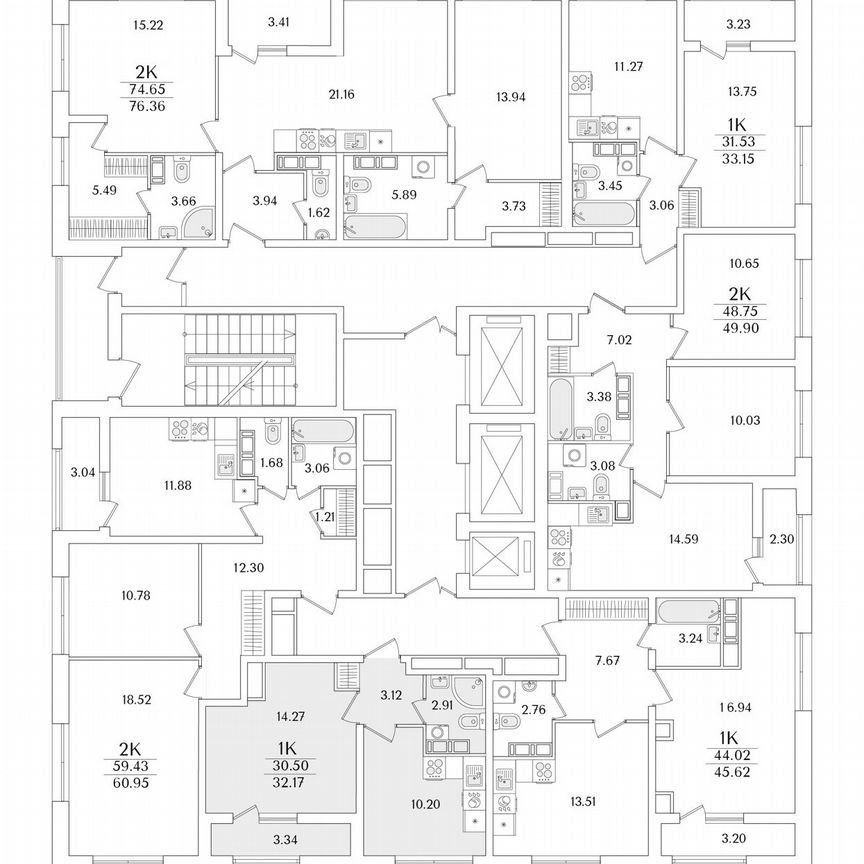 1-к. квартира, 32,2 м², 20/22 эт.