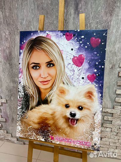 Портрет по фото на холсте