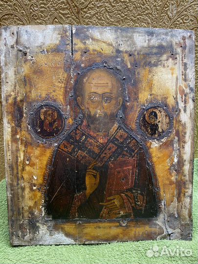 Старинная икона Николай чудотворец