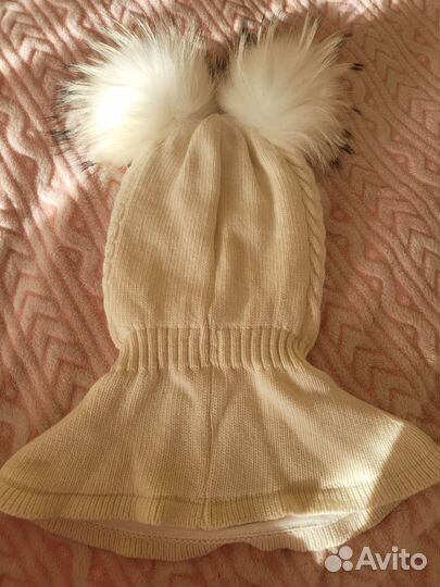 Шлем для девочки шерстяной зимний 50-52