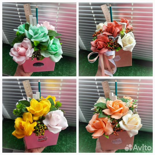 Букеты из мыльных роз на День Учителя