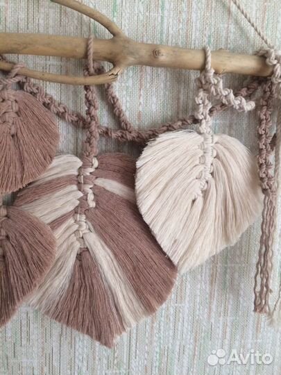 Панно листики макраме