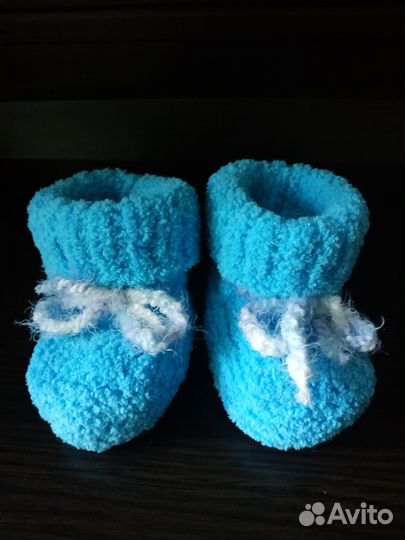 Вязаные плюшевые пинетки