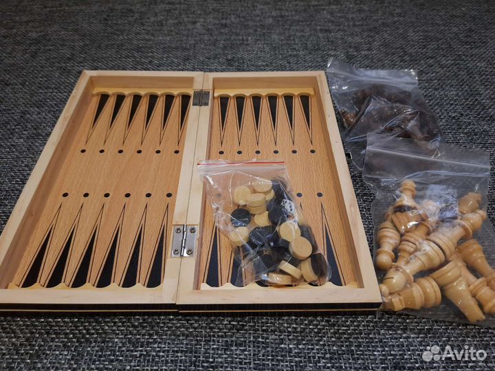 Шахматы Шашки Нарды 3в1, Размер 29х29