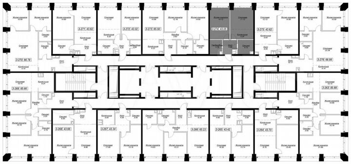 1-к. квартира, 43,6 м², 22/55 эт.