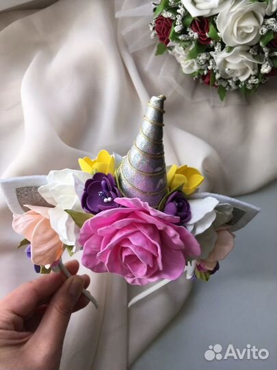 Ободок единорога. повязка единорог. Заколки