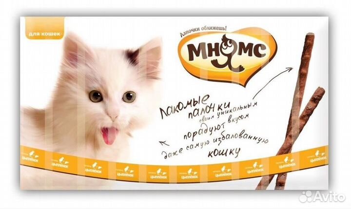 Мнямс лакомые палочки с цыпленком и печенью для ко