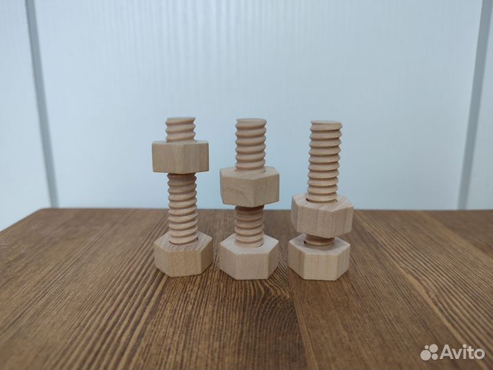 Деревянный болт с гайкой, игрушка, антистресс