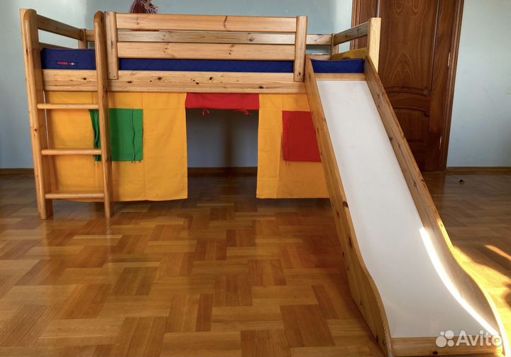 Детская кровать с горкой и домиком трансформер