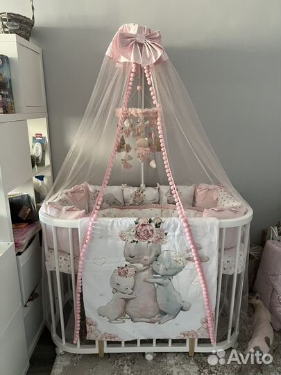 Набор в детскую кроватку кокон балдахин держатель