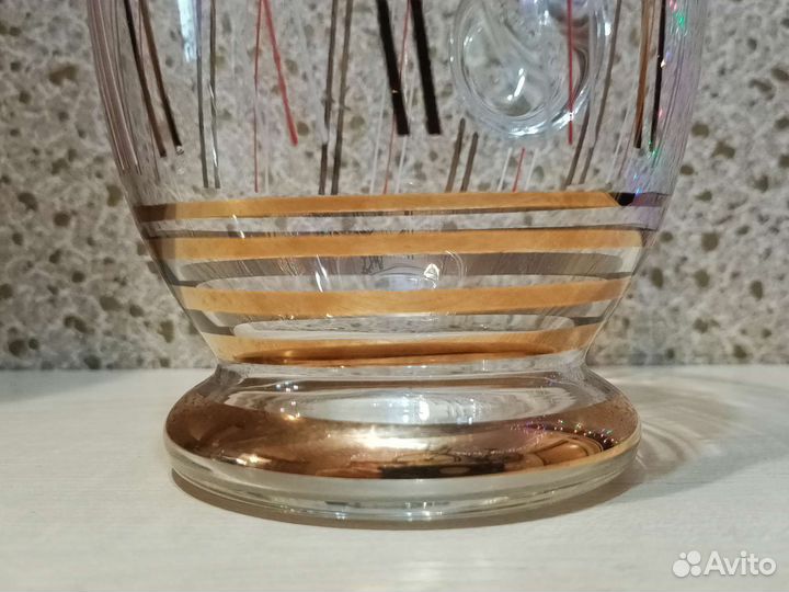 Графин с шестью бокалами богемское стекло Винтаж