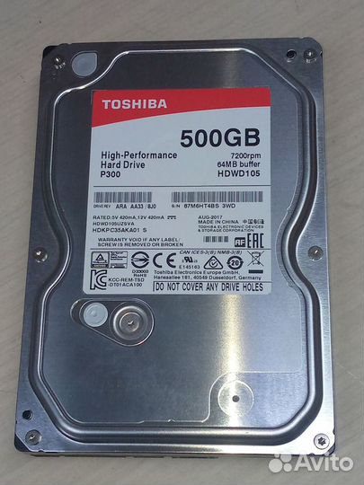 Жесткий диск Toshiba 500 Gb на запчасти