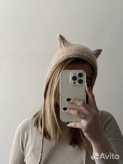 Пушистый чепчик с ушками