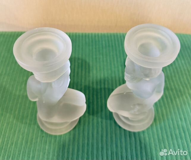 Подсвечник Дева матовый хрусталь винтаж