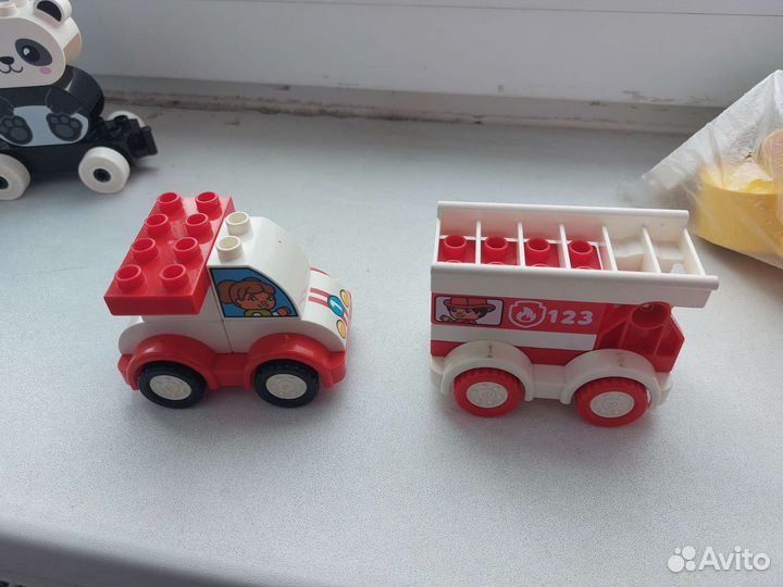 Lego duplo, поезд, кафе, ветклинника, россыпь