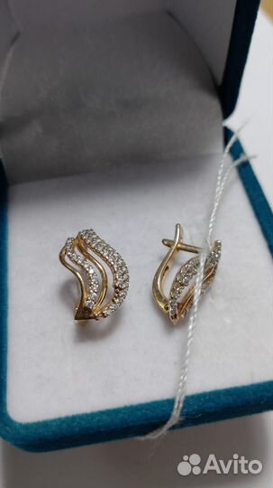 Золотые серьги 585 с фианитами
