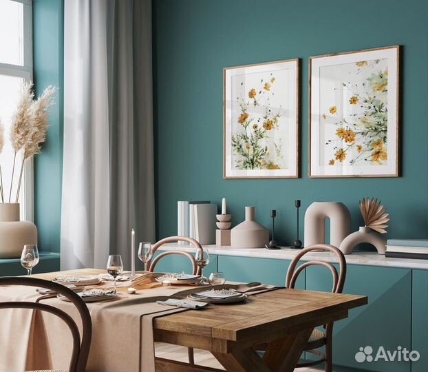 Картины акварелью, постеры на кухню 2 шт. 42х30 см