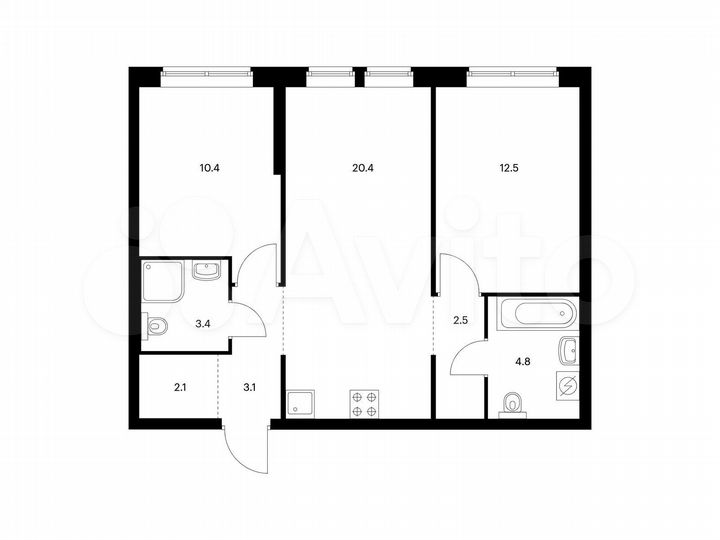 2-к. квартира, 59,2 м², 18/32 эт.