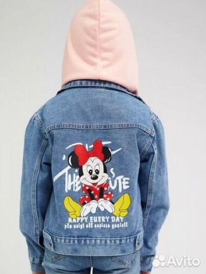 Куртка джинсовая со съемным капюшоном для девочки