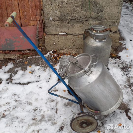 Фляга бидон алюминиемый 40л с тележкой