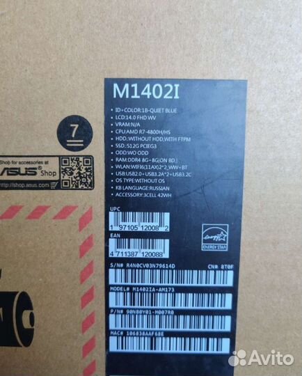 Asus Vivobook 14, AMD Ryzen7 4800h, 16/512Гб