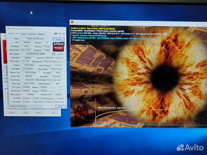 Видеокарта RX580 4Gb Aorus rgb. Идеал.сост
