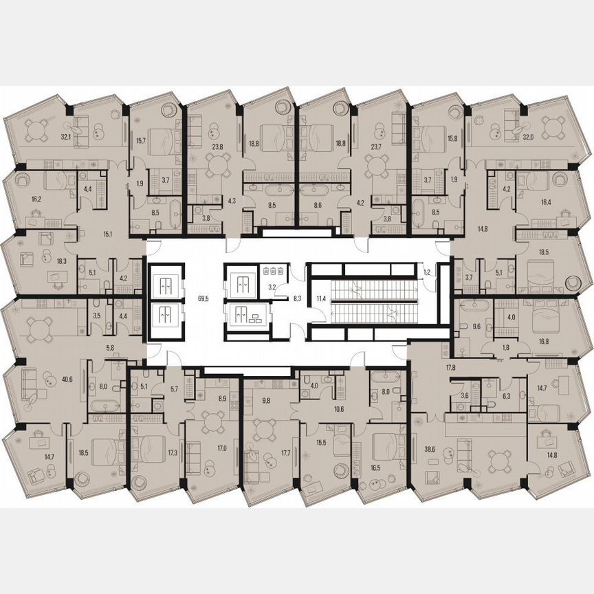 4-к. квартира, 128 м², 16/32 эт.