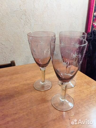 Фужеры розовое стекло СССР