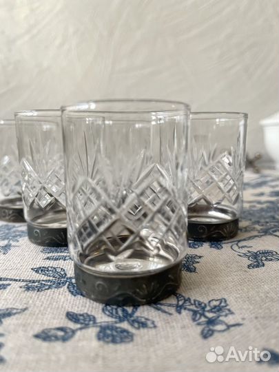 Стопки хрустальные с мельхиором СССР