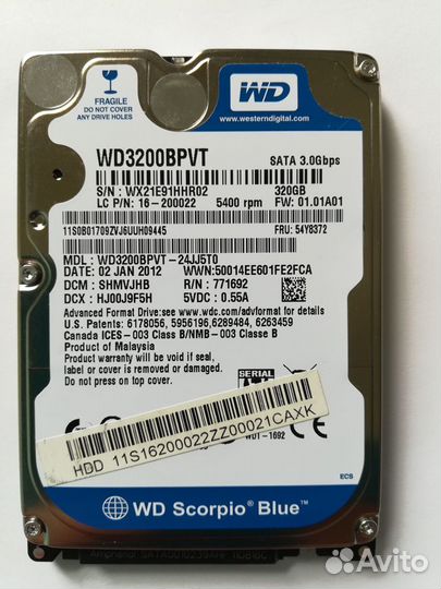 Жесткий диск WD Scorpio Blue