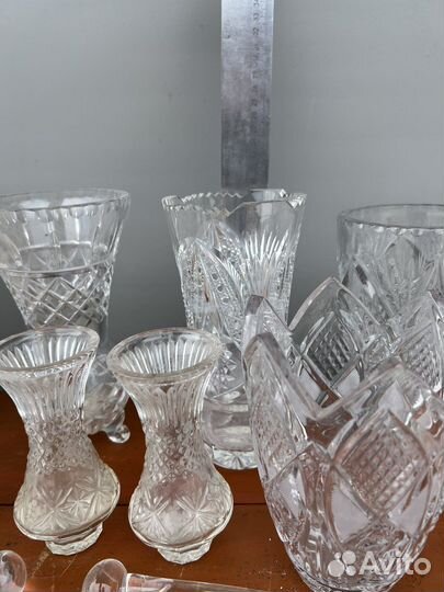 Хрусталь Ваза Солонка, салатник,рог СССР