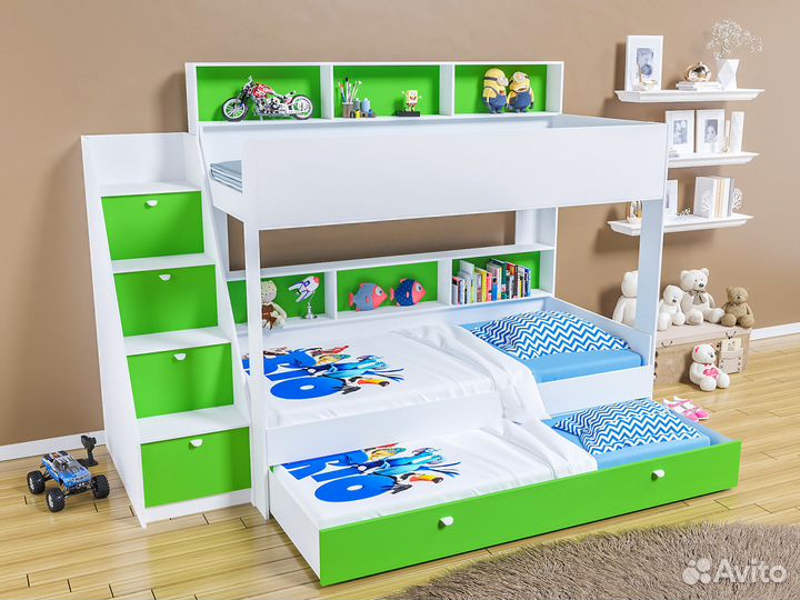 Кровать трёхъярусная для 3 детей Golden Kids 10.1