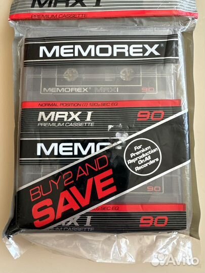 Аудиокассеты Memorex MRX I 90 блок США 1985-86