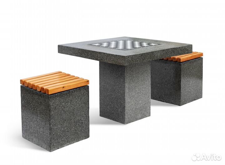 Уличный шахматный стол из камня 90х90 см